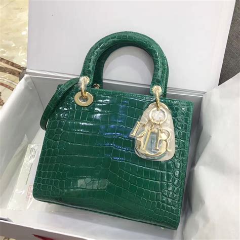 dior lady bag green|lady dior crocodile bag.